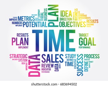 Time word cloud collage, business concept background