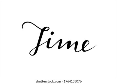 Time word hand lettering vector isolated