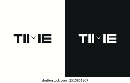 Time word mark logo design, Negative space time logo design.