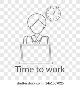 Time to work icon thin line flat design. Vector illustration.