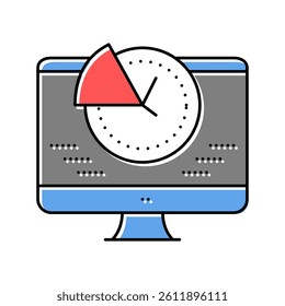 time for working on computer color icon vector. time for working on computer sign. isolated symbol illustration