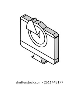 time for working on computer isometric icon vector. time for working on computer sign. isolated symbol illustration