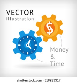 Time works with money flat icon illustration