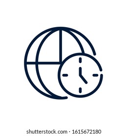 time world clock linear design on white background vector illustration