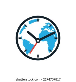 Time world vector logo design template. Time planet symbol or icon.