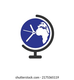 Time world vector logo design template. Time planet symbol or icon.