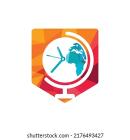 Time world vector logo design template. Time planet symbol or icon.
