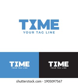 Time writing logo template with hourglass