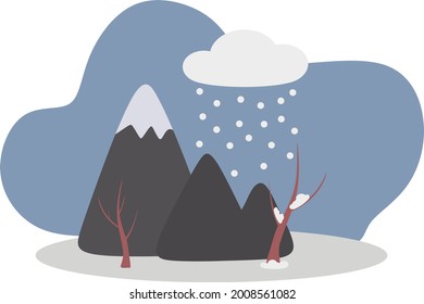 Time of year, winter, nature. Mountain landscape. Vector illustration