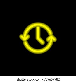 Time yellow glowing neon ui ux icon. Glowing sign logo vector