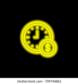 Time yellow glowing neon ui ux icon. Glowing sign logo vector