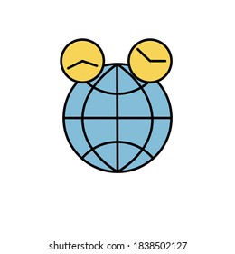 time zone, time and date, global line colored icon. elements of airport, travel illustration icons. signs, symbols can be used for web, logo, mobile app, UI, UX