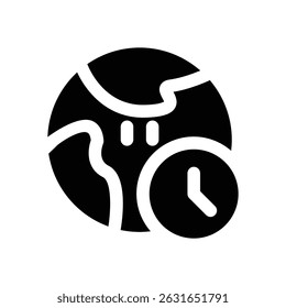 time zone glyph icon. Strong and solid vector icon for websites, mobile interfaces, presentations, and visual branding. High quality and easy to edit.