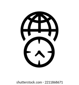 Time Zone Icon. Black Vector Graphics.