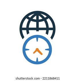 Time Zone Icon. Editable Vector Logo.