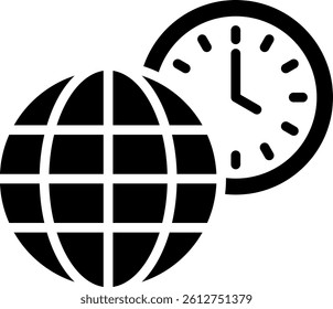 Time Zone Icon Mixed Vector Illustration