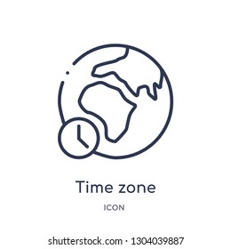 time zone icon from travel outline collection. Thin line time zone icon isolated on white background.
