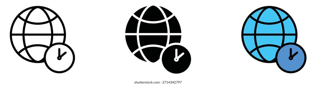 ícone de fuso horário vetor. horário global, fusos horários e símbolo de programação internacional. ilustração vetorial.