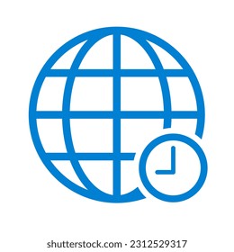 Time zone icon. World time. Time zone and globe. Vector.
