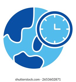 Iconos de zona horaria en estilo azul, Ilustración vectorial