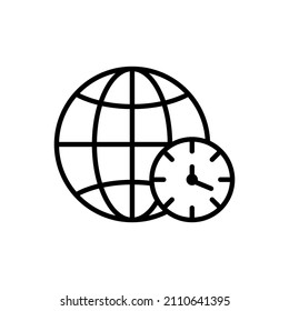 time zone line icon vector isolated on white background