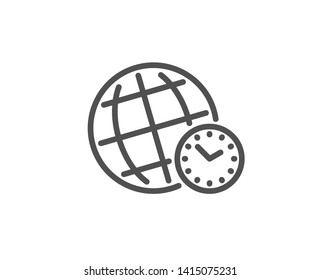 Time zone line icon. World clock sign. Watch symbol. Quality design element. Linear style time zone icon. Editable stroke. Vector