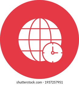 Zona horaria, desplazamiento, internacional, imagen vectorial de icono del globo. También se puede utilizar para la asistencia al cliente. Idóneo para aplicaciones web, aplicaciones móviles y medios impresos.