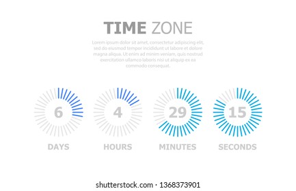 The time zone is shown in the form of circles that are filled. The white background and the top are written in gray text.