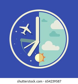 Time zones crossing - jet lag infographic vector arts