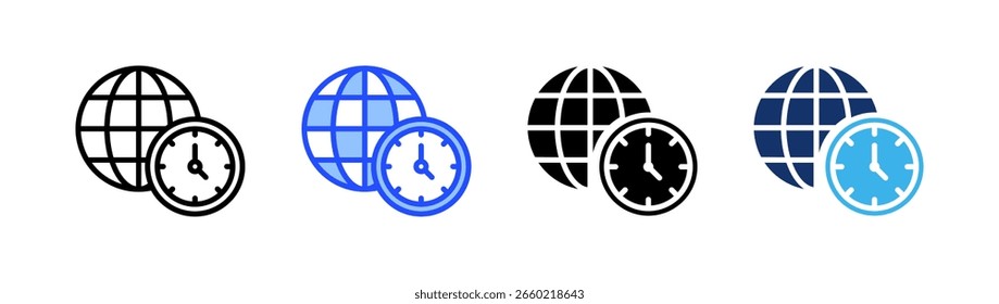 Time Zones Icon Collection With Multiple Styles