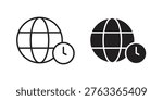 Time zones icon set. black Illustration for graphic and web design.