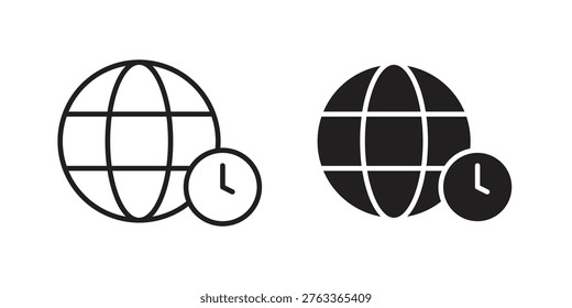 Time zones icon set. black Illustration for graphic and web design.