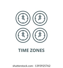 Time zones vector line icon, linear concept, outline sign, symbol
