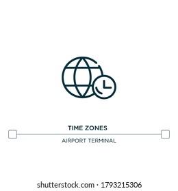 time zones vector line icon. Simple element illustration. time zones outline icon from airport terminal concept. Can be used for web and mobile
