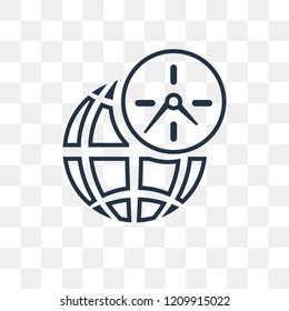 Time Zones vector outline icon isolated on transparent background, high quality linear Time Zones transparency concept can be used web and mobile