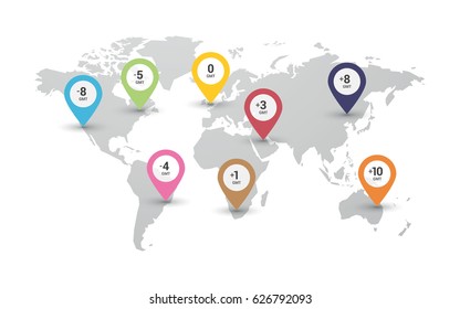 Time Zones World Map Stock Vector (Royalty Free) 626792093 | Shutterstock