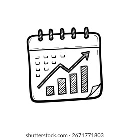 Calendário de Crescimento Baseado no Tempo com o Ícone Gráfico para Programação e Planejamento