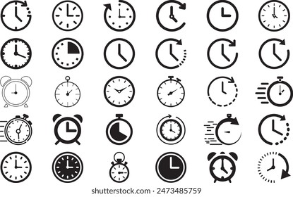 Hora, iconos de reloj en diferentes Formas