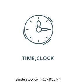 Time,clock vector line icon, linear concept, outline sign, symbol