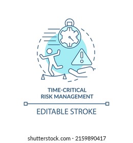 Time-critical risk management turquoise concept icon. Prioritizing hazards abstract idea thin line illustration. Isolated outline drawing. Editable stroke. Arial, Myriad Pro-Bold fonts used