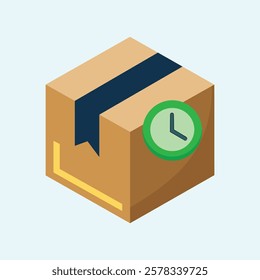 Timed Delivery: Cardboard Box with a Clock Symbol
