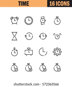 Timeflat icon set. Collection of high quality outline symbols for web design, mobile app. Time vector thin line icons or logo. - Shutterstock ID 572363566