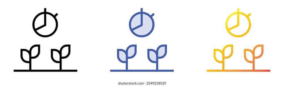 icono de cronometrador. Lineal, relleno azul y diseño de estilo degradado aislado sobre fondo blanco