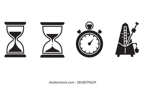 Timekeeping devices including hourglass and stopwatch as the focal subject