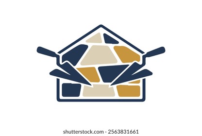 Timeless Abstraction Unique Vector Logo Design Featuring a Stone House