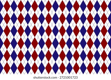 Timeless Argyle Diamond Pattern for Fashion, Textile and Wallpaper – Red Blue White Seamless Design