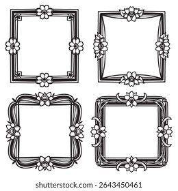 Timeless and Artisanal Vintage Decorative Floral Border Vector Set Packs
