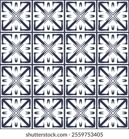 Timeless Azulejos Ceramic Tile Collection with Elegant Hand-Drawn Blue Floral Geometric Patterns, Seamlessly Designed Vectors for Unique Decorative Backgrounds.