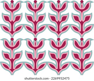 Timeless Baroque Pattern - Pretty Pink and Blue Color Damask Baroque for Wallpapers, Fabric, Bedding etc