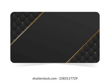 Timeless black and gold premium card design. Black leather background with copy space. Vector illustration on transparent background